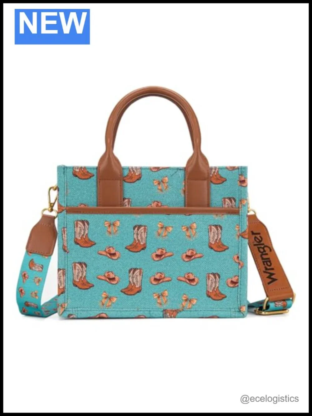 Western Canvas Tote Bag Sueded Vegan Leather Satchel Handbag with Charm